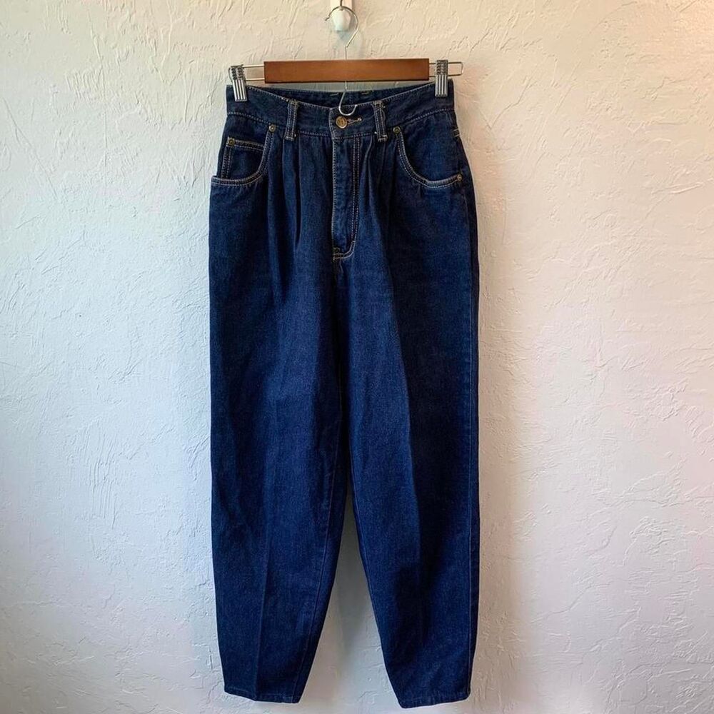 Vintage Jordache Women's High Waisted Blue Mom Jeans Retro Pleated